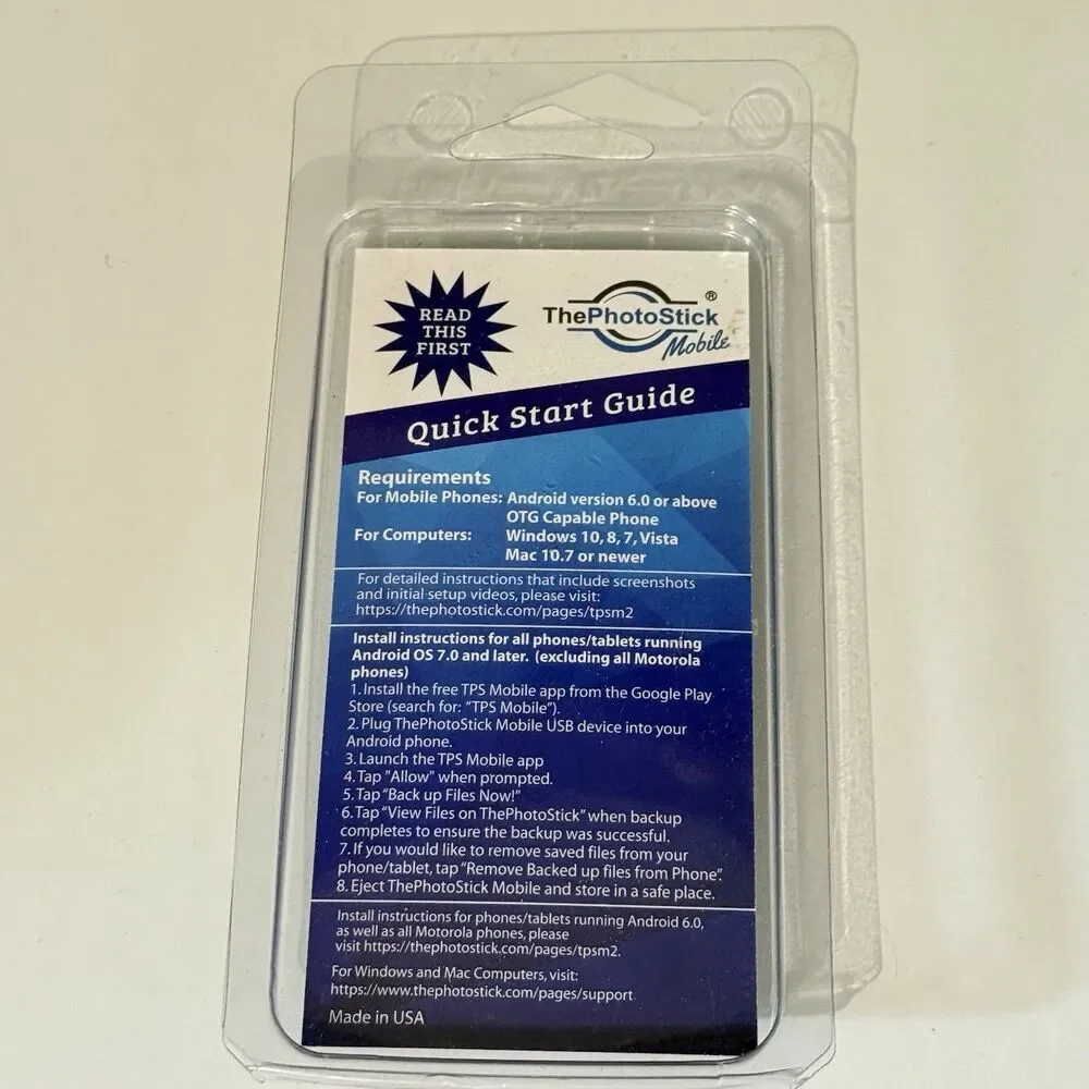 ThePhotoStick 2.0 Mobile for Android SmartPhone Photo Backup- NEW! in Package